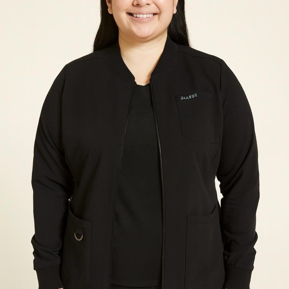 Jaanuu Women’s Scrub Jacket | Black | Size M